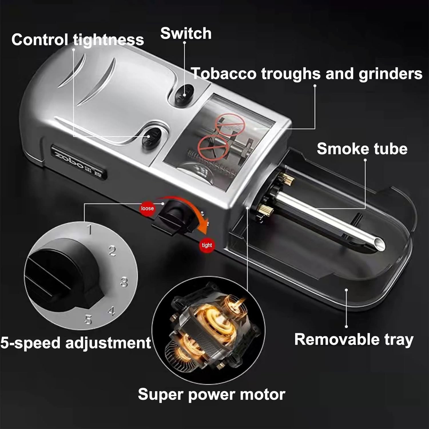 Cigarette Rolling Machine Electric Automatic Injector Tobacco Roller Maker