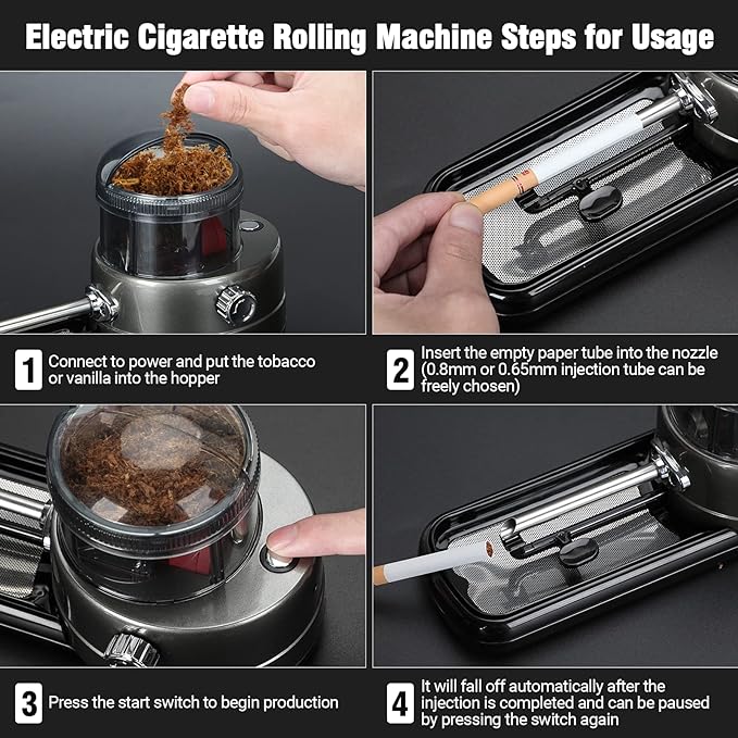 Cigarette Rolling Machine, Portable Tobacco Injector Machine can Grind Filled with Herb, Tobacco, etc. Suitable for Cigarette Tubes and Rolling Papers