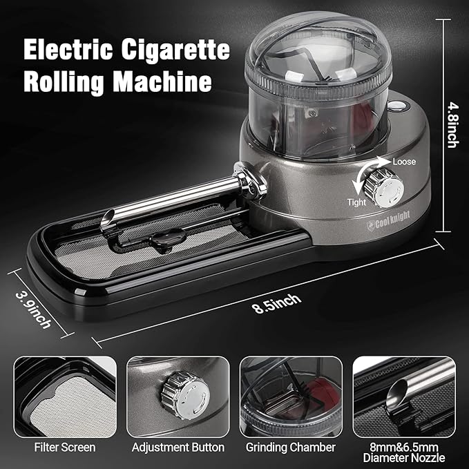 Cigarette Rolling Machine, Portable Tobacco Injector Machine can Grind Filled with Herb, Tobacco, etc. Suitable for Cigarette Tubes and Rolling Papers